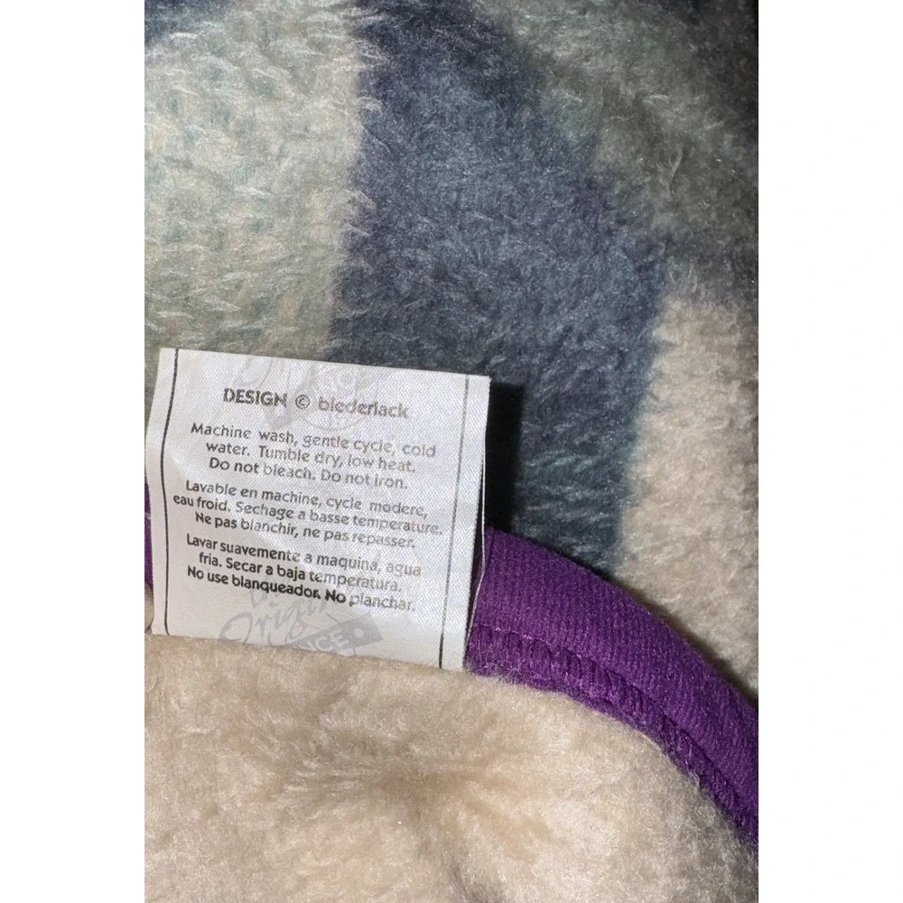 Biederlack Cuddle Wrap Blanket Quilt Pattern  Zipper Snaps Purple Warm 52 X 66